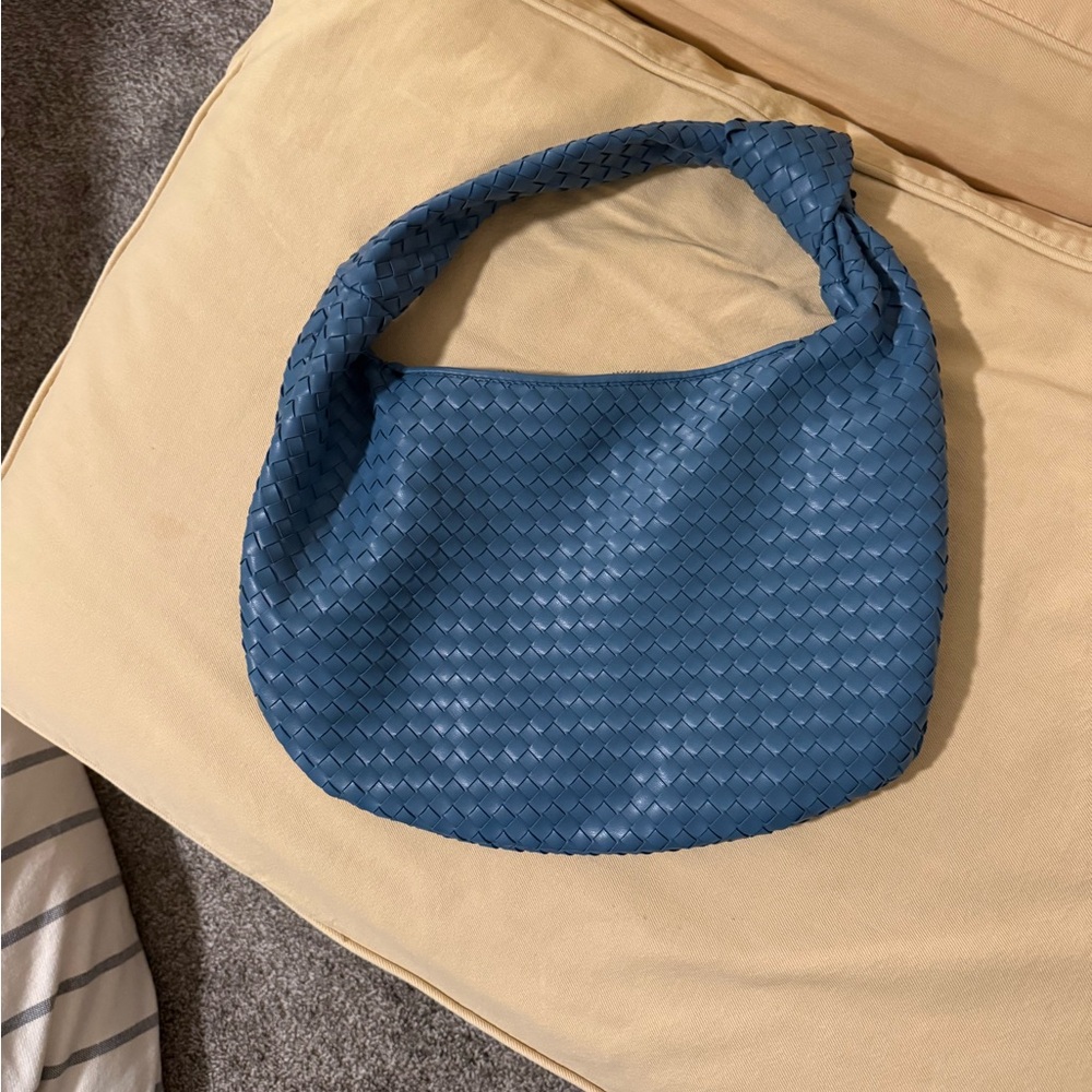 Anthropologie Blue Woven Hobo Shoulder Bag - Picture 3 of 4